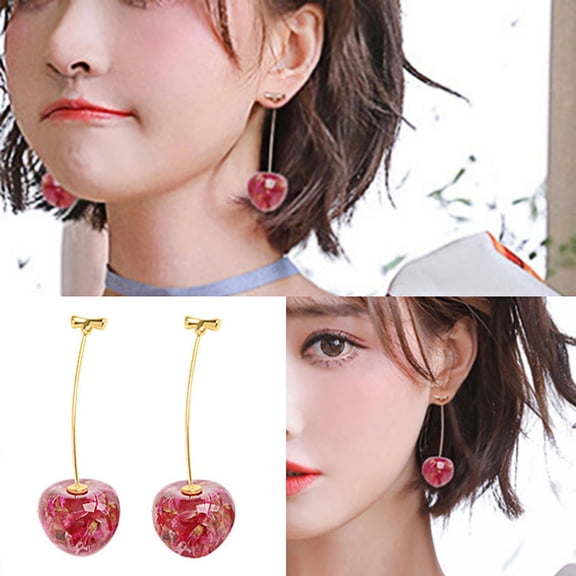 SPRING PARK Party Fashion Women Bohemian Fruit Stud Cherry Earrings Dangle Drop Jewelry