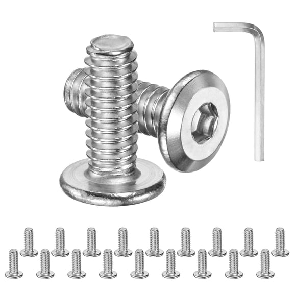 20-Pack Flat Head Socket Cap Screws, 1/4-20x5/8" 304 Stainless Steel Hex Drive Fastener Kit with Hex Key for Machine/Furniture/Automobile/Marine, Full Thread UNC Hexagon Bolts