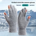 thumbnail image 1 of Guantes de invierno Skymirror, resistentes al frío y térmicos, de felpa, tejidos de imitación de piel de visón con diseño de medio dedo para otoño, invierno, hogar y exterior., 1 of 8