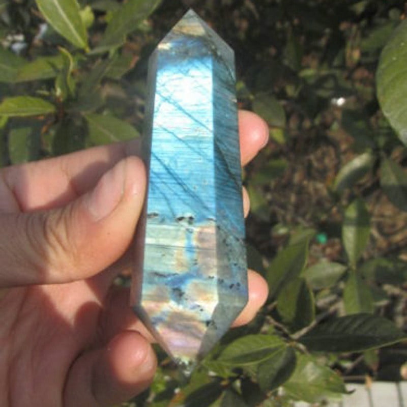 Natural 7-13CM Beautiful Labradorite Wand Point Heal Quartz Crystal 1*PC Nice 