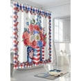 thumbnail image 3 of Fsddascl 4th of July Shower Curtain Set - 48" x 72" Washable Bathtub Curtain with 12 Hooks, Independence Day Floral Striped Waterproof Fabric Stall Shower Curtains for Bathroom/Bathtub Décor, 3 of 6
