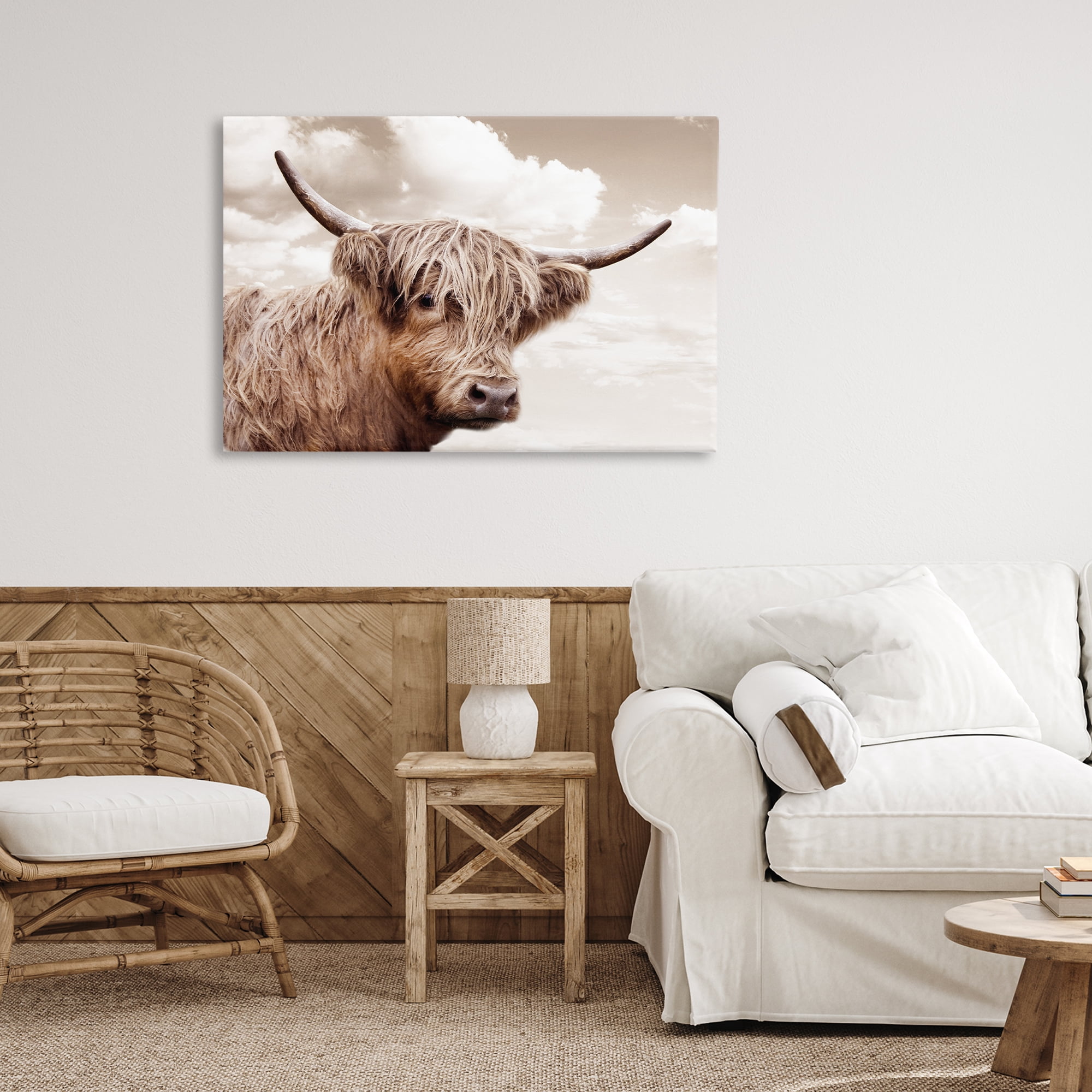 Stupell Industries Shaggy Highland Cow & Clouds Canvas Wall Art, design by CAD Designs
