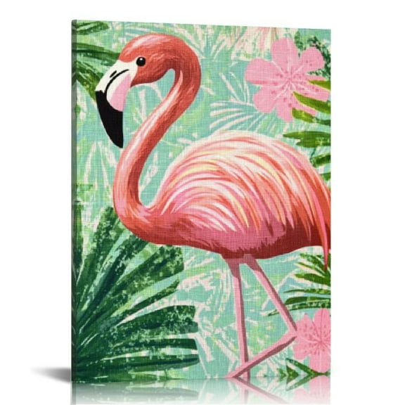 ZFLMY Flamingo Tropical Print Canvas Wall Art Home Decor 12x16 12x16in