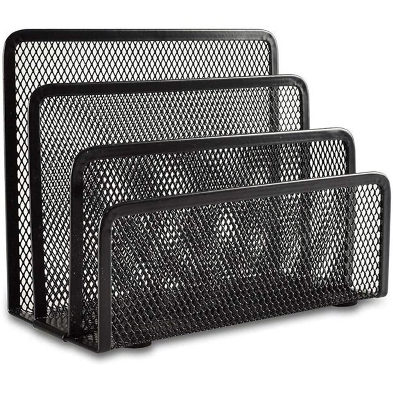 Casewin Desk Mail Organizer, Office Small Letter Sorter Desktop File Organizer Metal Mesh with 3 Vertical Upright Compartments, 1 Pack（Black）