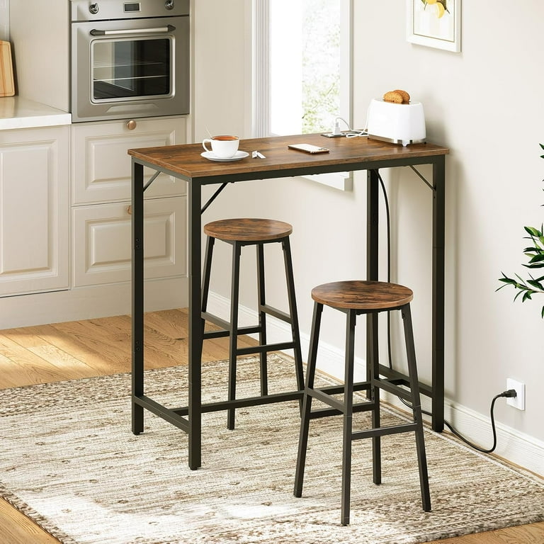 ZENX Bar Table with Charging Station, Rectangular Pub Table