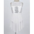 thumbnail image 4 of LiiYii Kids Girls Sequined Lyrical Ballet Dance Dress Sleeveless Cutout Back Irregular Tulle Skirt White 12, 4 of 7