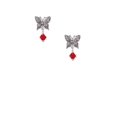 thumbnail image 2 of Delight Jewelry July - Red Crystal Bicone Silvertone Antiqued Butterfly Post Earrings, 2 of 4