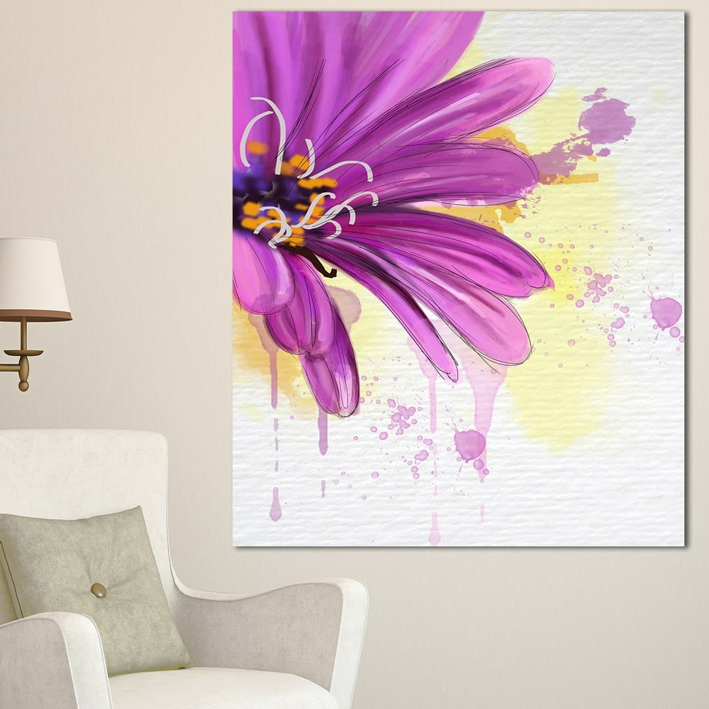 DESIGN ART Designart 'Lovely Purple Flower Watercolor' Modern Floral