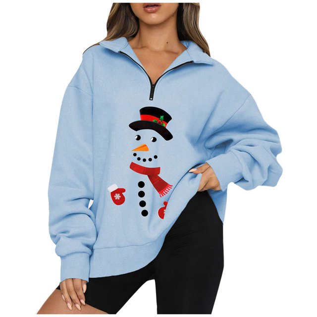 Sudaderas Navideñas de Cuello Redondo Para Mujer Otoño Invierno Casual Temperamento Moda Felpa Cálido Underlay Estampado Suéter Manga Larga Top Odeerbi ODB192573