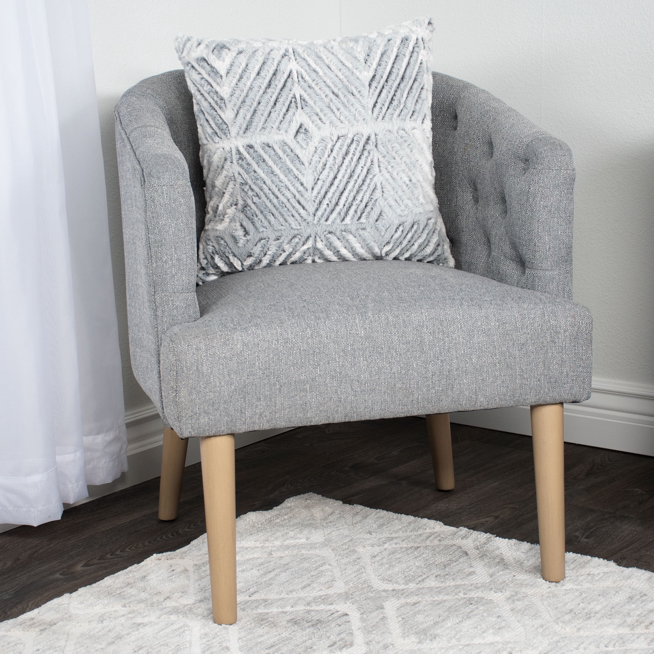 Mainstays Decorative Throw Pillow, Diamond Cut Faux Fur, Gray, 18" Square, 1 per Pack
