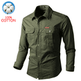 thumbnail image 2 of Men's 100% Cotton Long Sleeve Work Shirt, Casual Button-Down Utility Shirt with Multi Pockets, 2 of 5