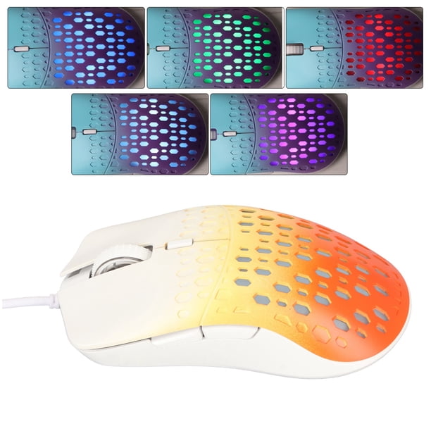 Ratón para Juegos con Cable 7 RGB con Carcasa de Nido de Abeja 1200/1800/2400/3600DPI Ratón Ergonómico para Computadora Ratones para Juegos Livianos con Motor óptico para PC ANGGREK Otros