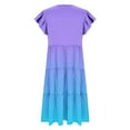 thumbnail image 5 of Efsteb Summer Dress for Girls Ruffles Tiered Dresses Flutter Sleeve Flowy Sundress Casual Gradient Dresses (Purple,4 Years), 5 of 8