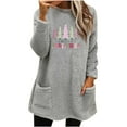 thumbnail image 2 of Sakmal Oversized Woemns Sweaters Tunic Christmas Gray Cute Tops Casual Crew Neck Graphic Sweaters with Pockets, 2 of 5