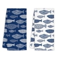 thumbnail image 1 of Juego de 2 paños de cocina Jvpke Coastal Beach, toallas de mano de playa de pesca azules para baño, paños de cocina y té con decoración de peces, decoración de baño y cocina costera, 16 x 24 pulgadas, 1 of 7