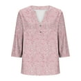 thumbnail image 5 of Women's Plus Size 3/4 Sleeve Tops Casual V-Neck Button Tee Shirts, Basic Loose Fit Tunic Blouse, Printed Comfortable and Stylish Top, Limited Time Off, 5 of 5