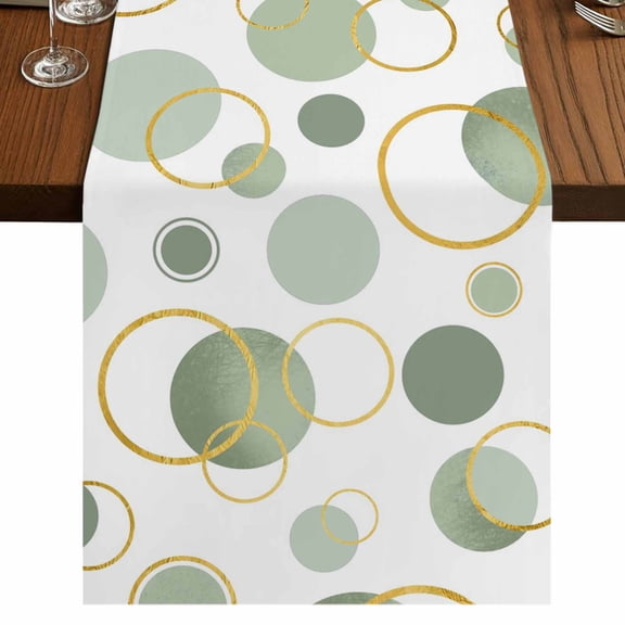 Table Runners 48 Inches Long Dress Scarves, Sage Green Polka Dots Farmhouse Kitchen/Dining Table Runner, Short Coffee Tablerunners, Modern Abstract Art 13x48 Inch