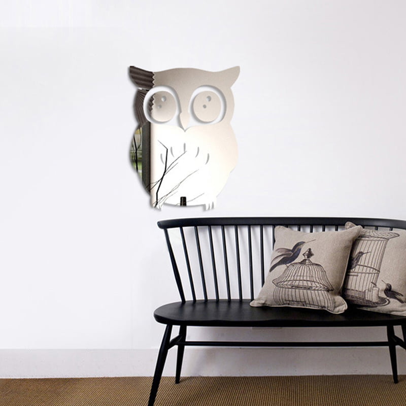3d owl art mirror decal vinyl mural wall stickers home decor removable diy B GU 