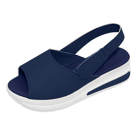 

Kukoosong Summer Platform Sandals Fashion Casual Peep Toe Wedges Beach Sandals Sport Shoes Beach Sandals for Women Blue 39