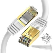 Ethernet Cable 100 ft Cat 8 White, Zosion Cat 8 Cable High Speed 2000MHZ 40GBPS Internet Patch Cable Cord Shielded