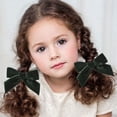 thumbnail image 4 of Green Velvet Hair Bows 2 Sizes Long and Basic Hair Bow Set for Toddler Girls Long Ponytail Knot Bows Alligator Clip Hair Accessories for Little Girls,3PCS, 4 of 6