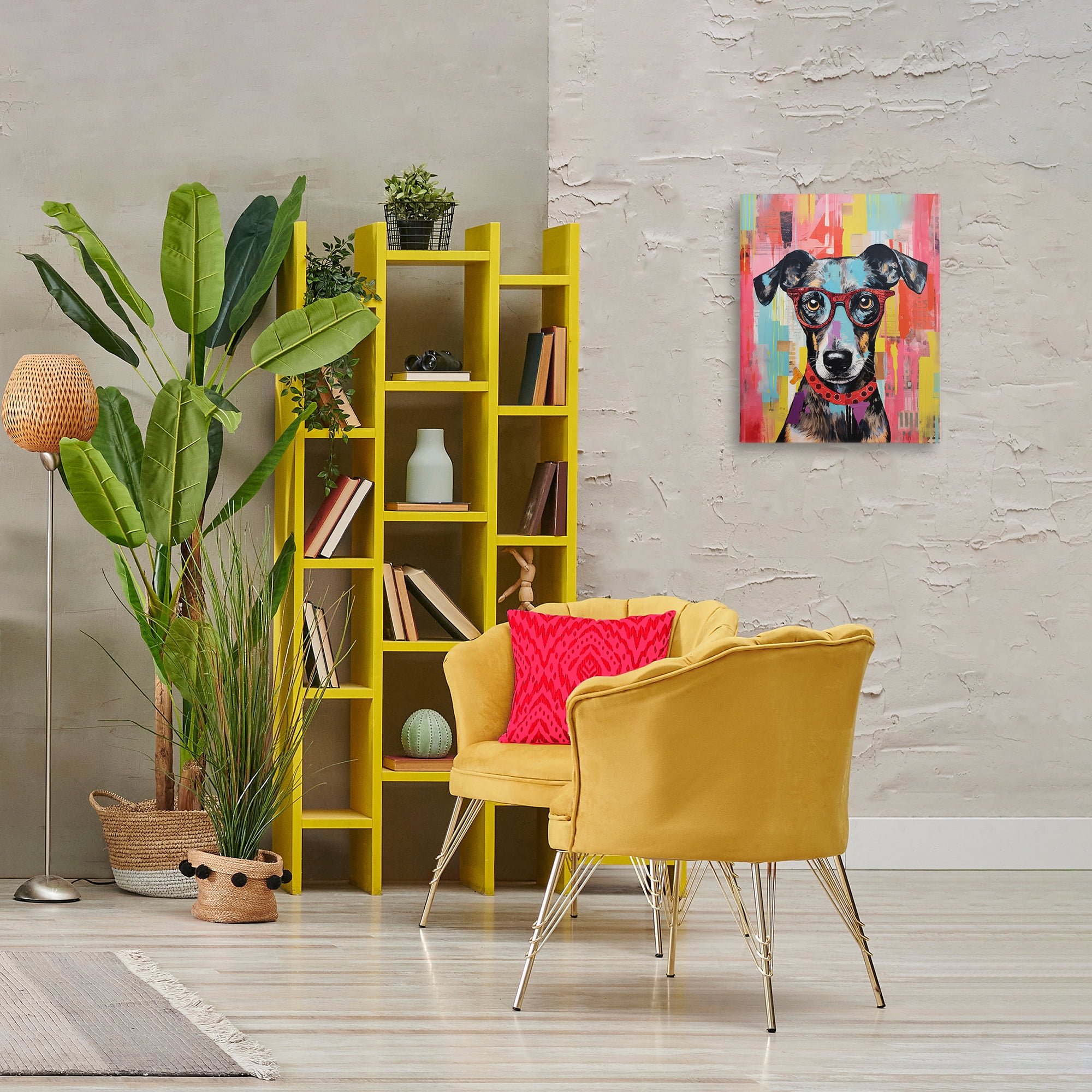 Stupell Industries Quirky Spectacle Dog Animals Painting Wrapped Canvas Art Print Wall Art, 16 x 20