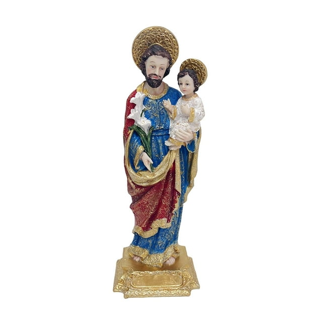 Estatua con Niño Jesús, Figura Decorativa de Resina, Escultura Católica de Mesa para 105 cm x 92 cm x 315 cm
