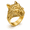 Gold, variant on Men's Sculpted Wolf Head Ring, Stainless Steel Gothic Biker Statement Ring, Gold Tone or Silver Tone, US Sizes 7-13, Dark Streetwear and Rock Style for Concerts, Birthday Gifts for Him
