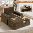thumbnail image 4 of Muumblus Accent Chair with Storage Armrest & Ottoman, Cozy Leisure Armchair, Indoor Chaise Lounge, Brown Faux Rabbit Fur, 4 of 12
