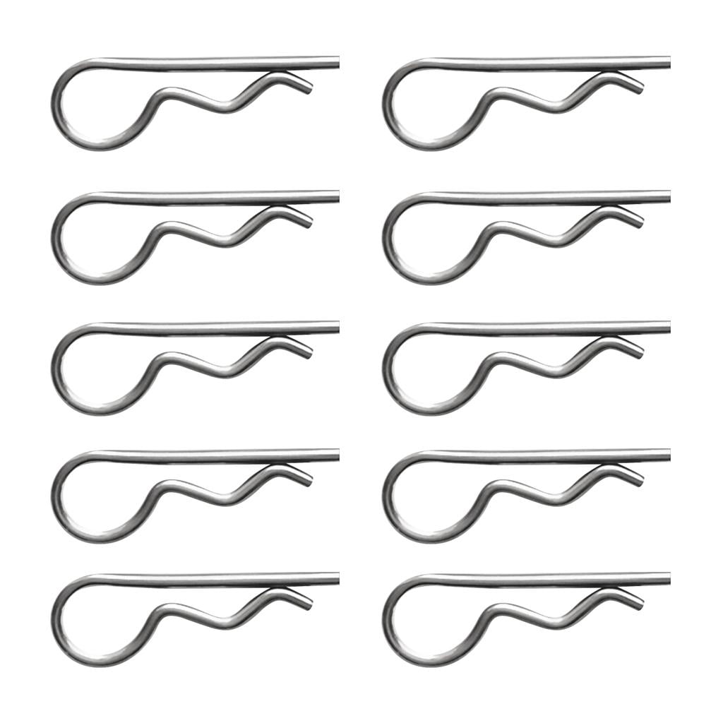 10 Packs 304 Stainless Steel R Hitch Pin Retaining Clip Spring 1.6x32mm 