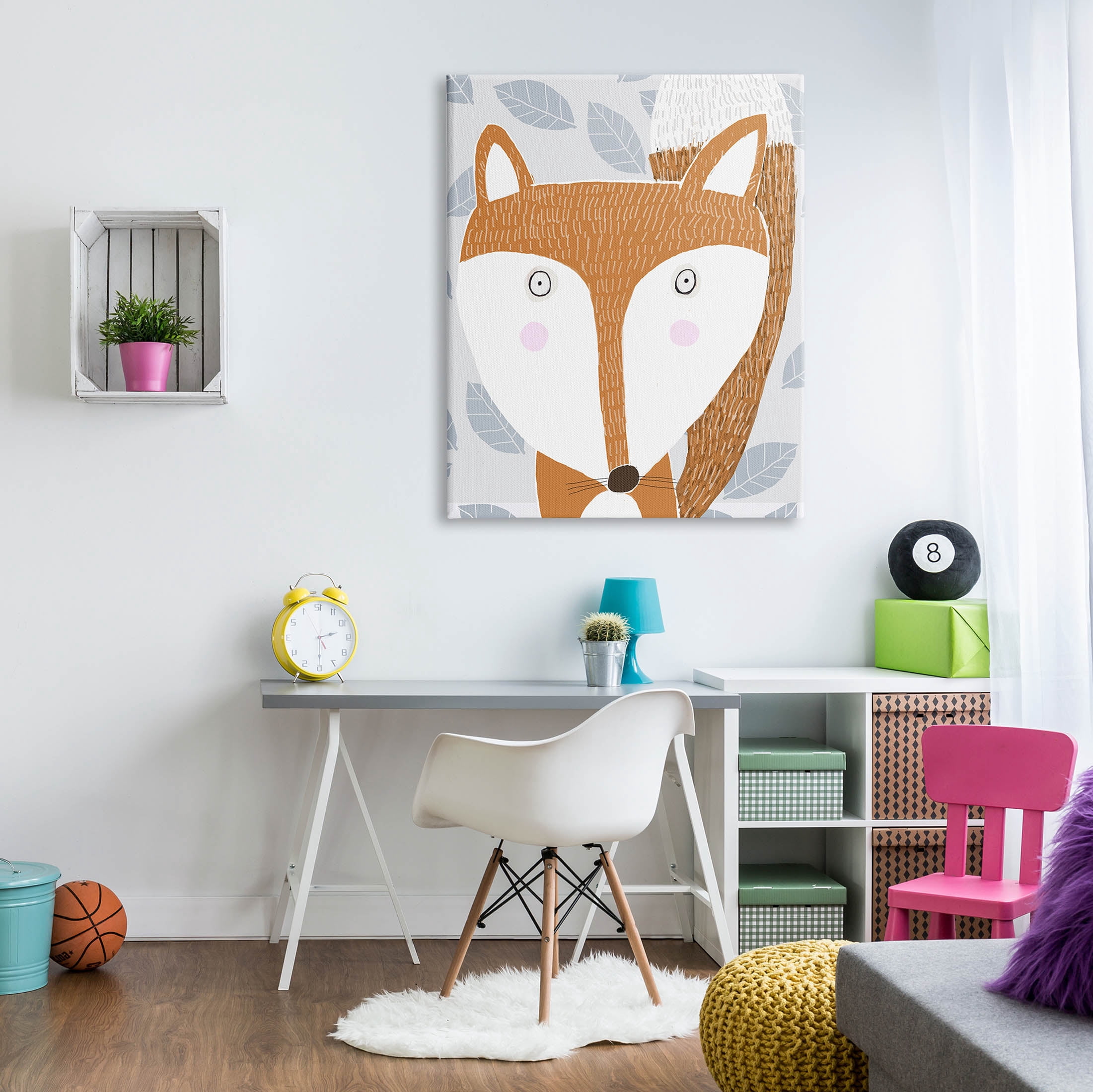 Stupell Industries Woodland Fox Leaf Pattern Graphic Art Gallery Wrapped Canvas Print Wall Art, Design by Carla Daly