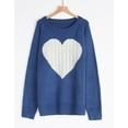 thumbnail image 6 of Cogild Women Cute Heart Sweaters Casual Crew Neck Pullover Cable Knitted Sweater, 6 of 6
