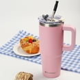 thumbnail image 3 of AQUAPHILE Insulated Tumbler with Leak-proof Lid and Straw, 30 oz Insulated Stainless Steel Coffee Mug with Handle, Travel Coffee Mug，Pink, 3 of 8