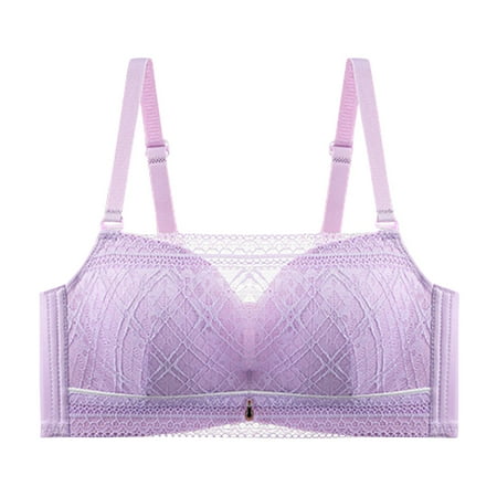 Comfortable Push up Bras for Women No Underwire Bra Feature V-Neck Soft Bra Style W-1324 Hook and Eye Closure No Wire Bras Purple 85