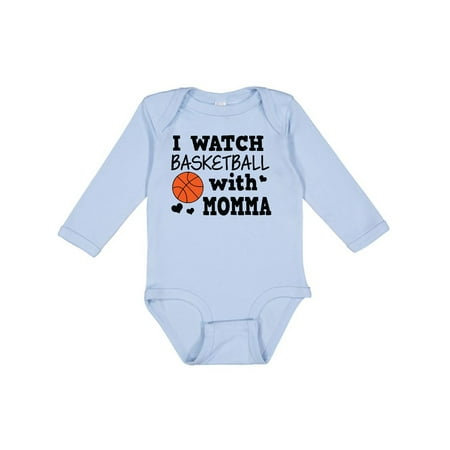 

Inktastic I Watch Basketball with Momma Boys Long Sleeve Baby Bodysuit
