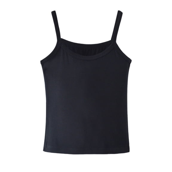 CPNG Children's Girls Undershirts Toddler Camis Camisole Solid Color Straps Sleeveless Soft Tank Tops(Black,6-7 Years)