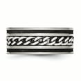 thumbnail image 3 of Stainless Steel Black Plated Chain Inlay 10mm Ring Wedding Man Type Of  For Dad Mens  For Him, 3 of 10