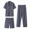 thumbnail image 4 of COSFO Button Down Mens Pjs Sets Ribbed Cotton Short Sleeve Collared Nightclothes Loose Fit Shorts with Pocket Soft 3 Piece Sleepwear for Men, 4 of 4