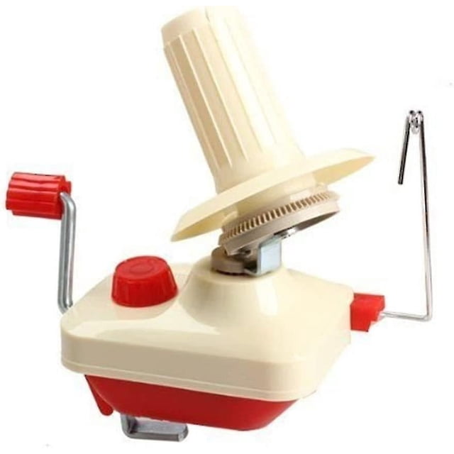 Enrollador de bolas de hilo Needlecraft, operado manualmente, rojo, paquete portátil, fácil de configurar y usar, resistente con mango de metal y abrazadera de mesa