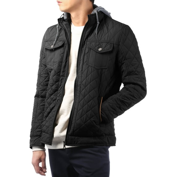 Ma Croix Mens Quilted Jacket Business Casual Diamond Fleece Lined Padded Winter Jackets