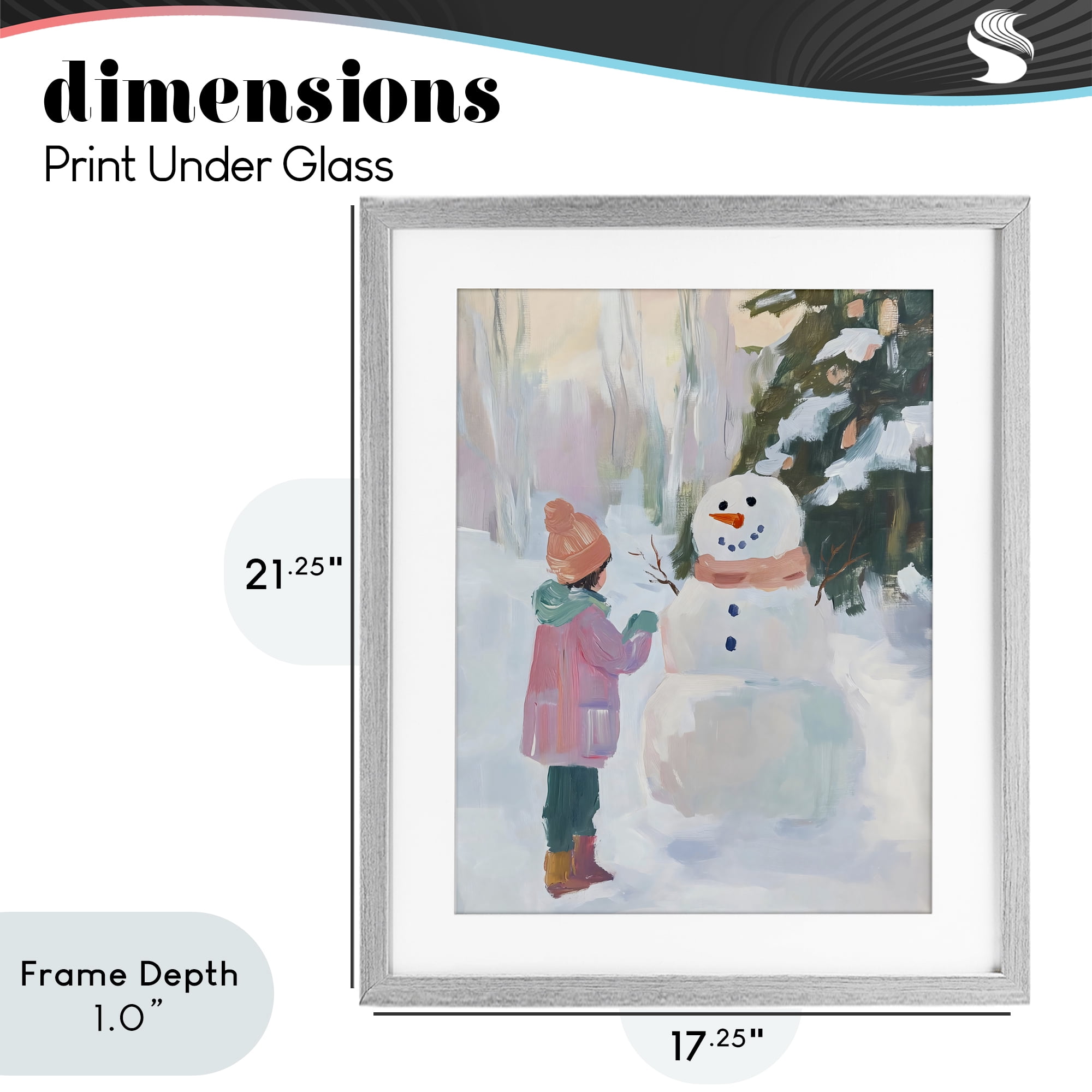 Stupell Industries Girl & Snowman in Winter Gray Framed Print Under Glass, design by The Prints Vibe