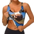 thumbnail image 3 of Daiia Blue Sky Meadow Cute Cow Printed Women's Sports Bra, Breathable Activewear Bra with U-Back Design and Removable Pads, Comfortable and Supportive for Yoga, Workout-Small, 3 of 8