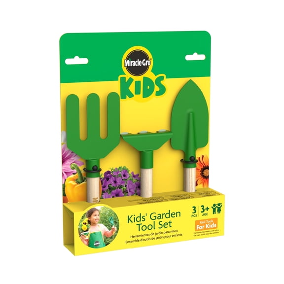 Red Toolbox Miracle-Gro 3 Piece Hand Garden Toolset for Kids Age 3 with Hand Trowel, Hand Fork and a Hand Rake