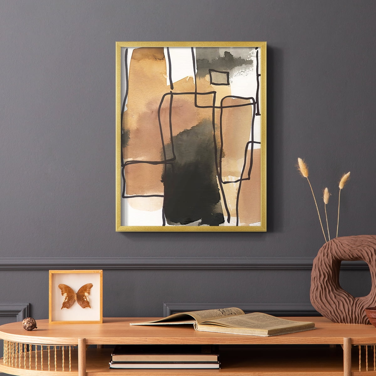 Retro Vibe II in Gold Solid Wood 16 x 20 Framed Print