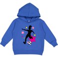 thumbnail image 2 of Inktastic Girl Playing Soccer Pink and Yellow Stars Toddler Hoodie, 2 of 4