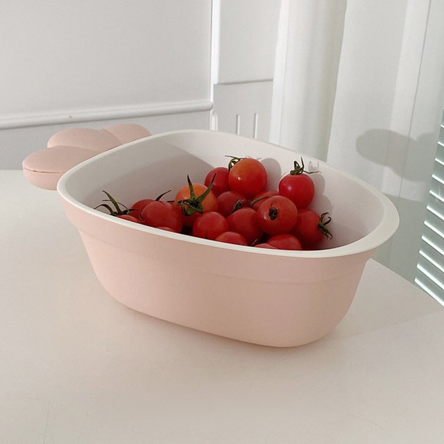 Kitchen Gadgets on Clearnce, Double Layer Strainer Basket with Water Release Ergonomic Grip Versatile for Kitchen Use Rinse and Serve Produce Vegetables, Home Decor, Gifts for Women