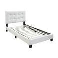 thumbnail image 2 of Poundex Furniture Twin Faux Leather Bed Frame with Slats in White, 2 of 6