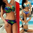 thumbnail image 2 of ENJOYW 2Pcs/Set Set Bikini Split Set Rembourré Armature Feuilles Imprimé Maillot de Bain pour PartyNylon, 2 of 7