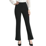 Allegra K Pantalons Taille Haute pour Femmes, Fermeture éclair latérale Extensible, Pantalons de Travail décontractés sur Toute la Longueur Noir L