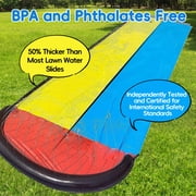 KOPPOP 25ft Double lane Water Slide for Kids & Adults, Heavy Duty Backyard Slip with Sprinkler, 2 Boards - Summer Outdoor Play